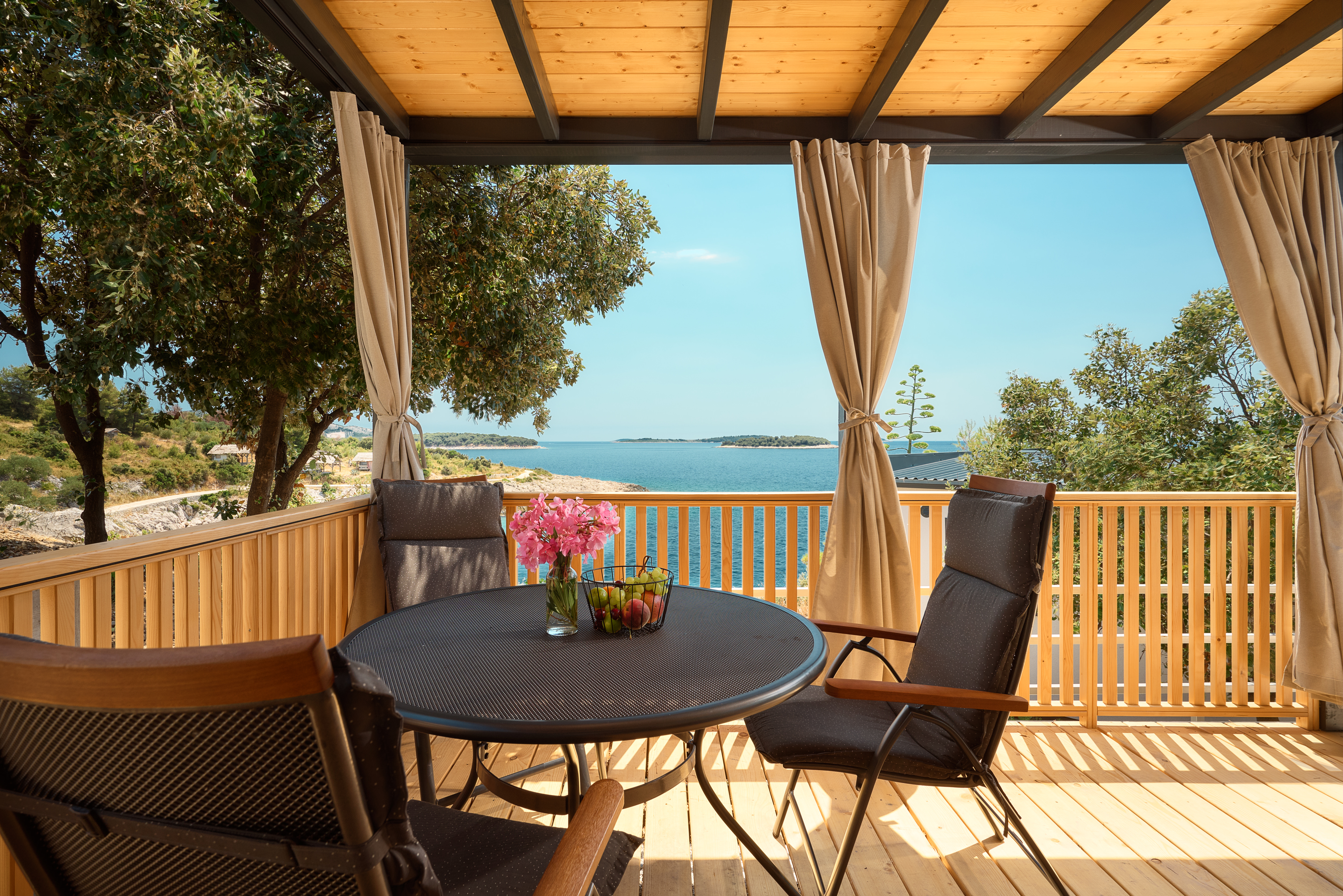 Terrace dining table overlooking the Adriatic