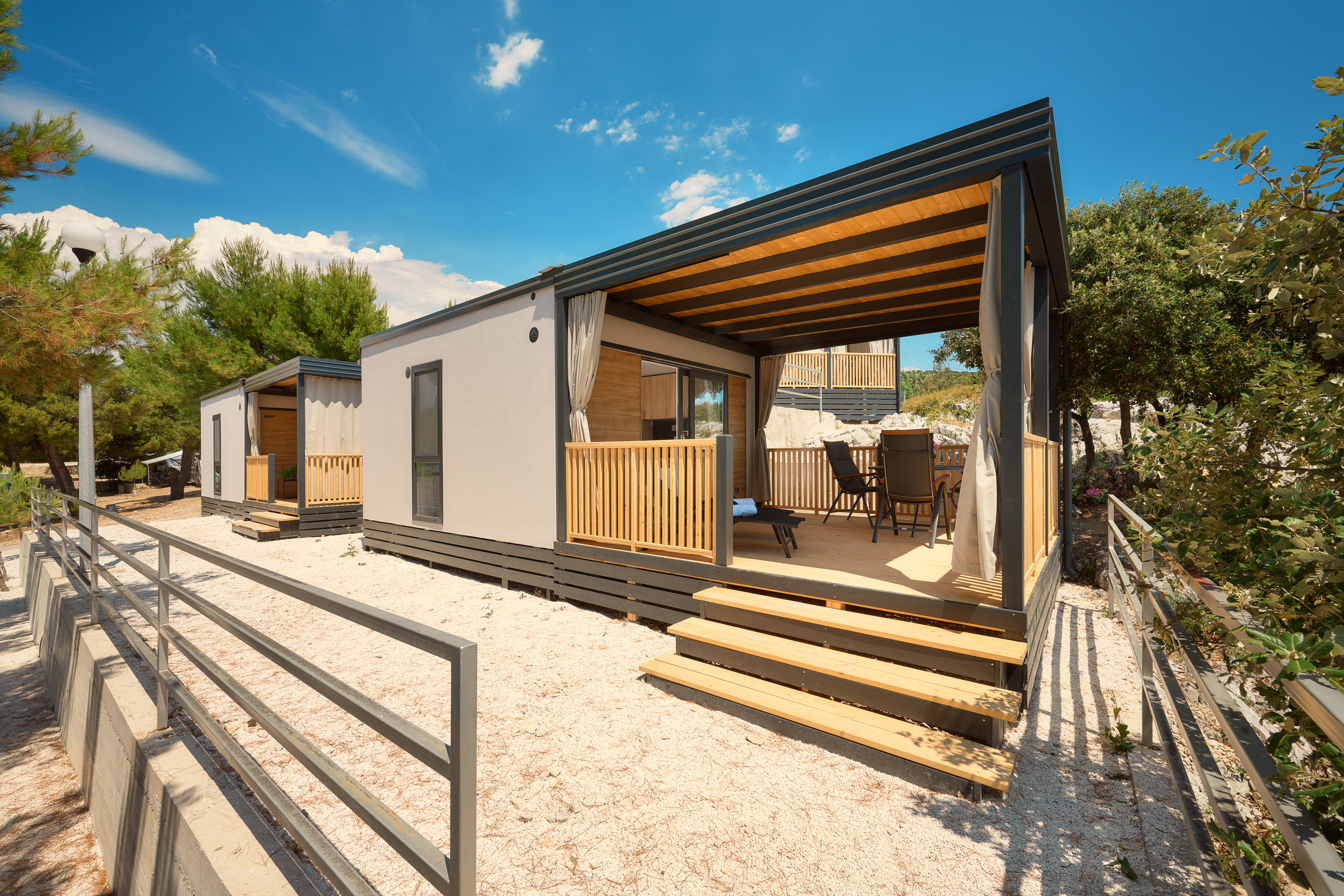 Exterior of the seaside camp houses