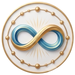 Watercolor infinity symbol in teal and gold