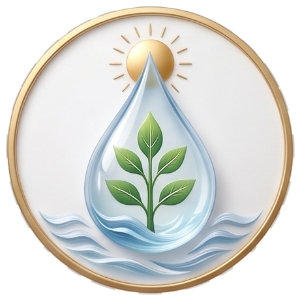 Watercolor water drop with a sprig inside